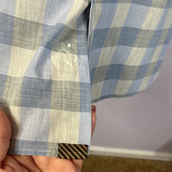 Billy Reid Men Tuscumbia Blue/Gray Plaid Pattern Button Down Long Sleeve Shirt M - Picture 8 of 10